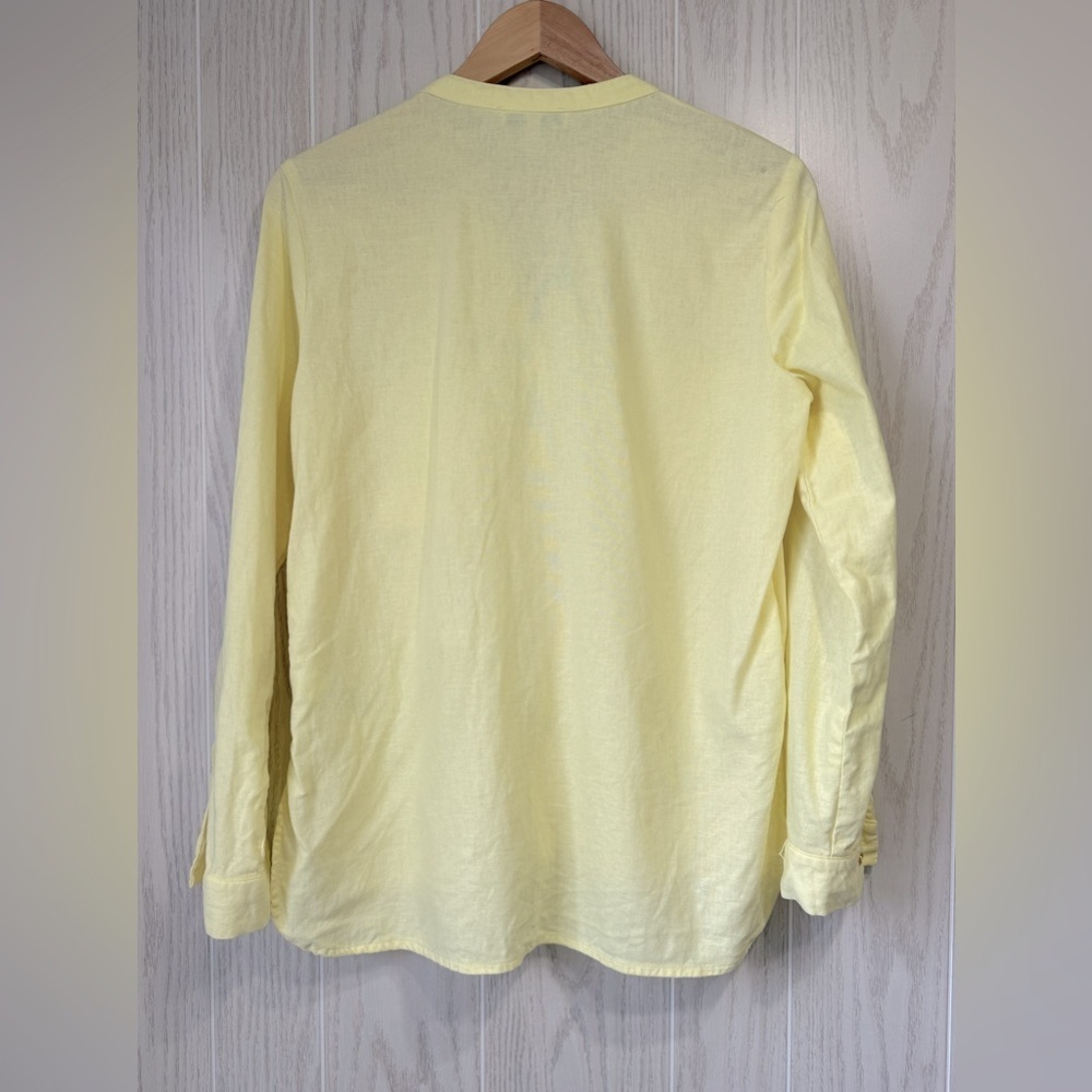 Anne Klein Linen Blend Button Front Blouse Yellow Size S EUC - Picture 4 of 4